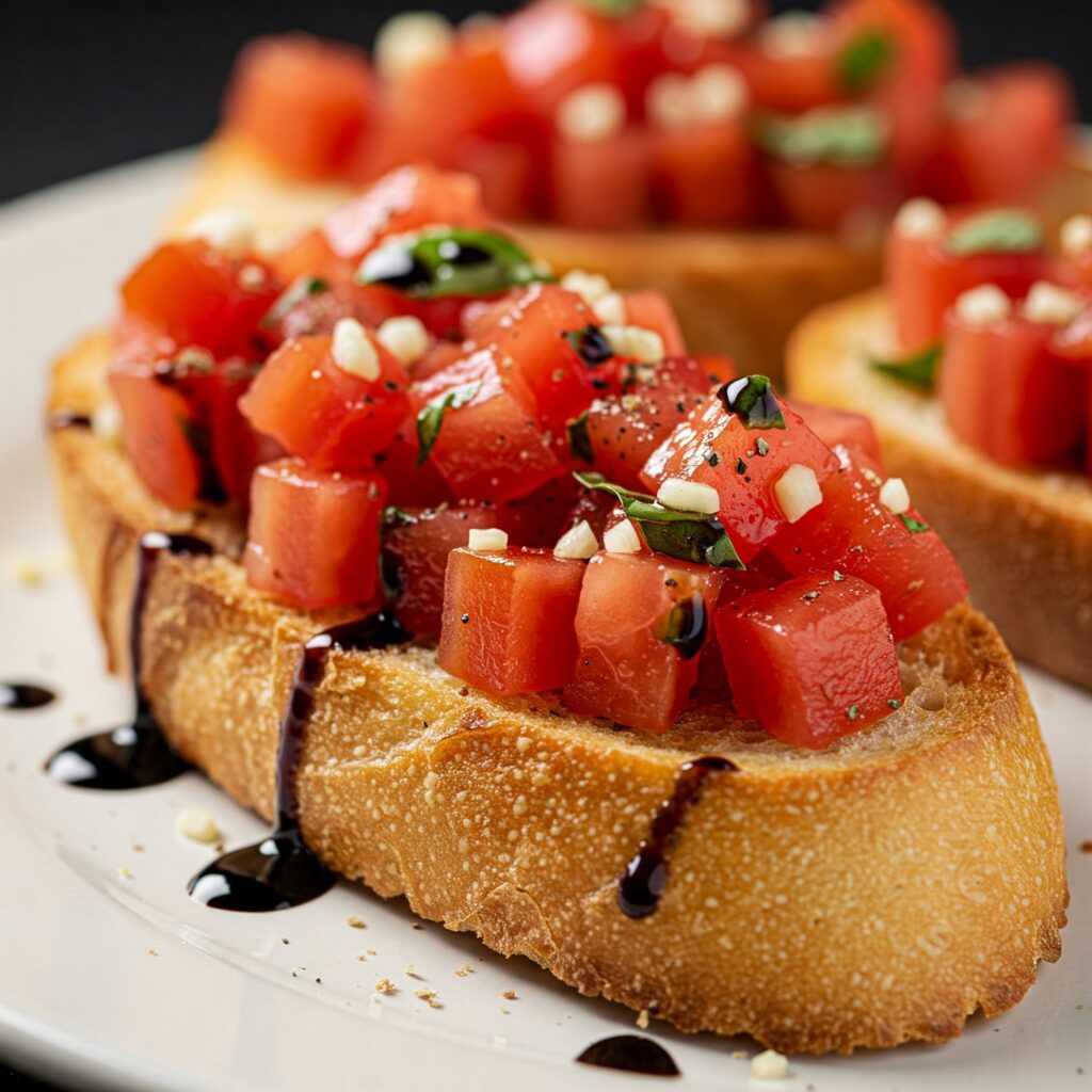 🍅 Italian Bruschetta with Tomato and Basil — A Fresh & Flavorful Classic!